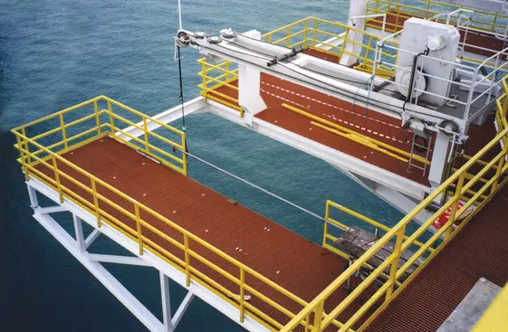FRP grating platform reddish brown
